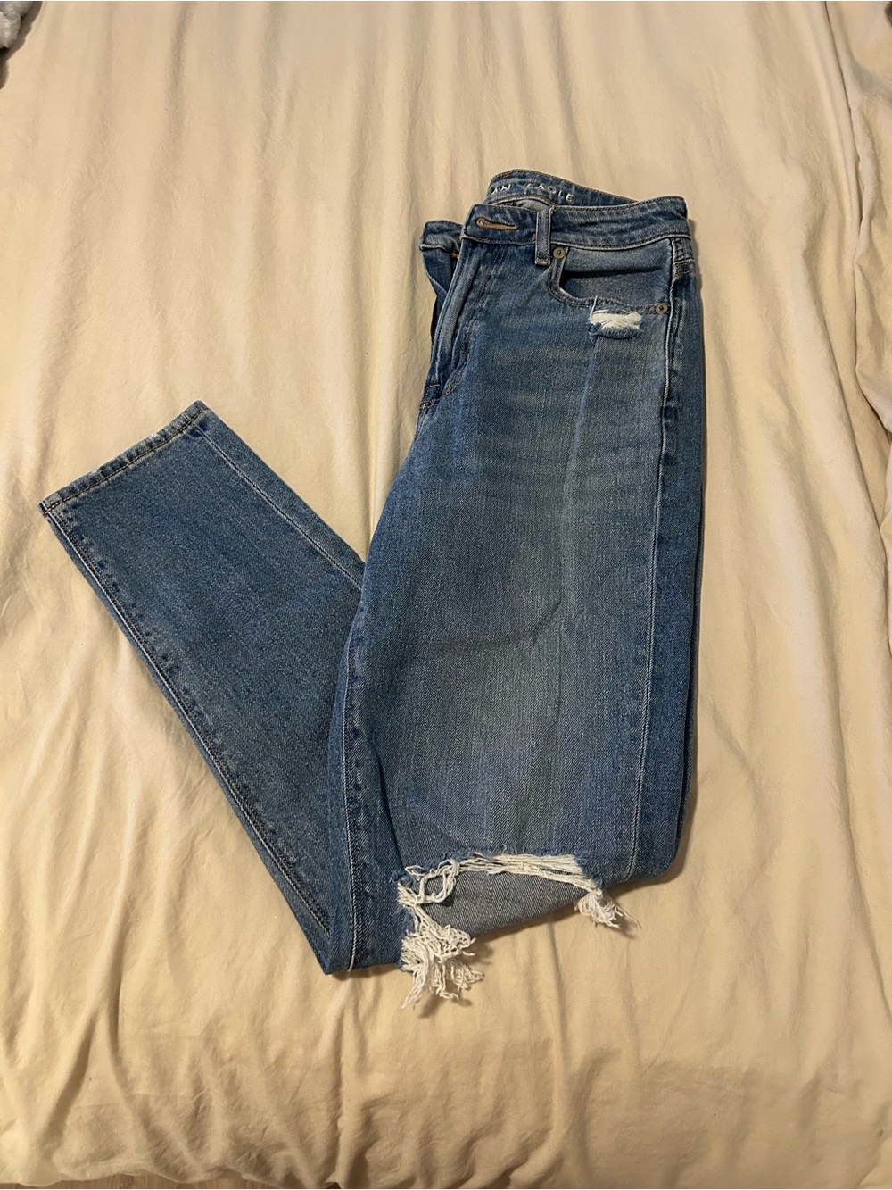 American Eagle Outfitters Distressed Cropped Blue Jeans